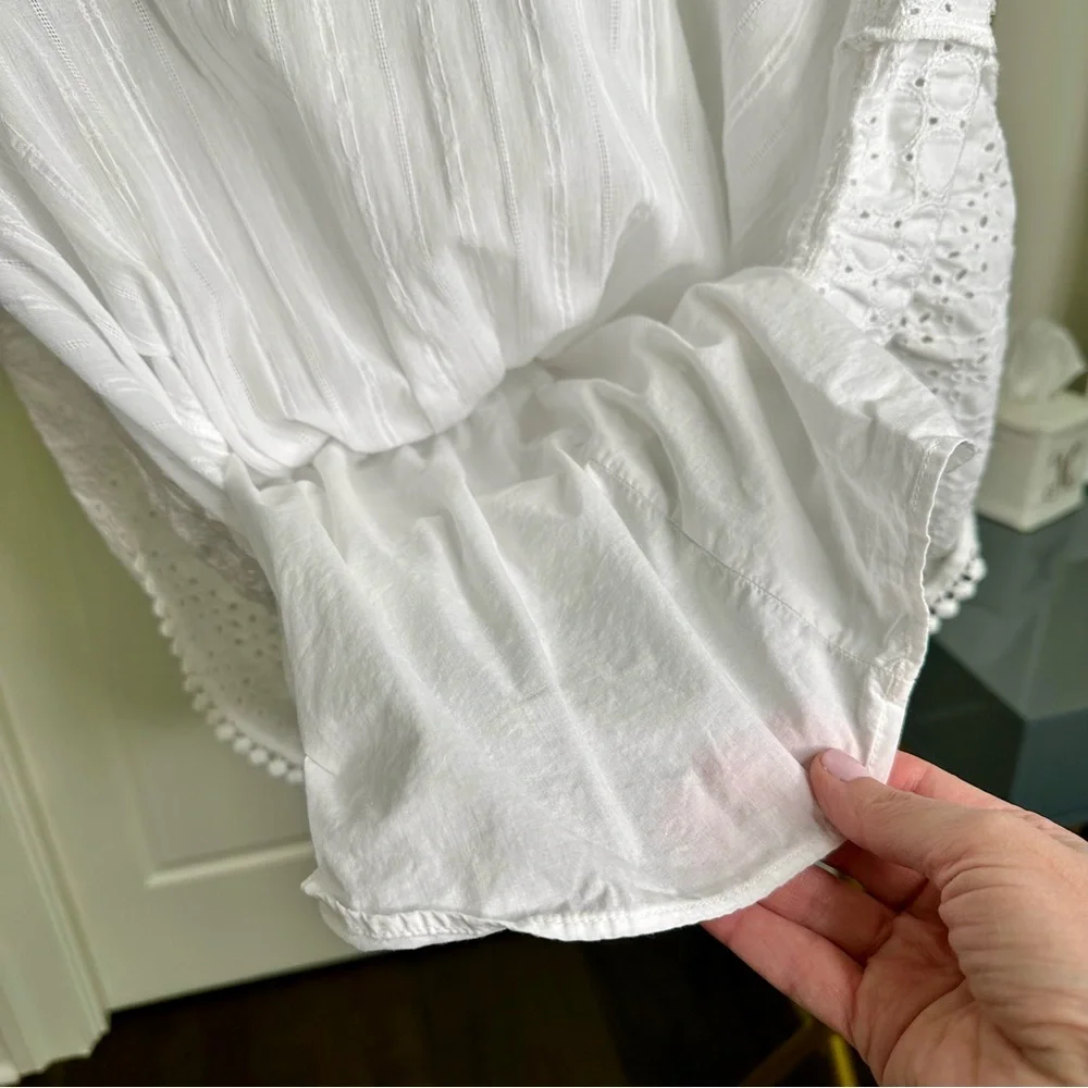 Boho Eyelet 100% Cotton Girls Maxi Dress 6/6X Adjustable Spaghetti Straps Lined - Picture 5 of 9